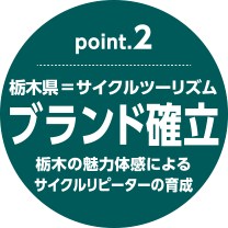point.2 栃木県＝サイクルツーリズム ブランド確立 栃木の魅力体感によるサイクルリピーターの育成
