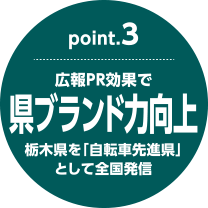 point.3 広報PR効果で県ブランド力向上 栃木県を「自転車先進県」として全国発信
